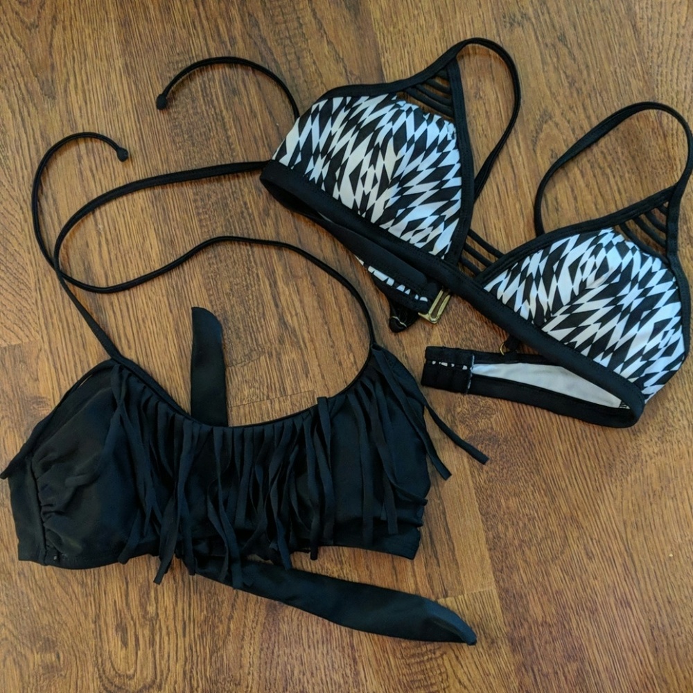 2 size small black and white bikini tops